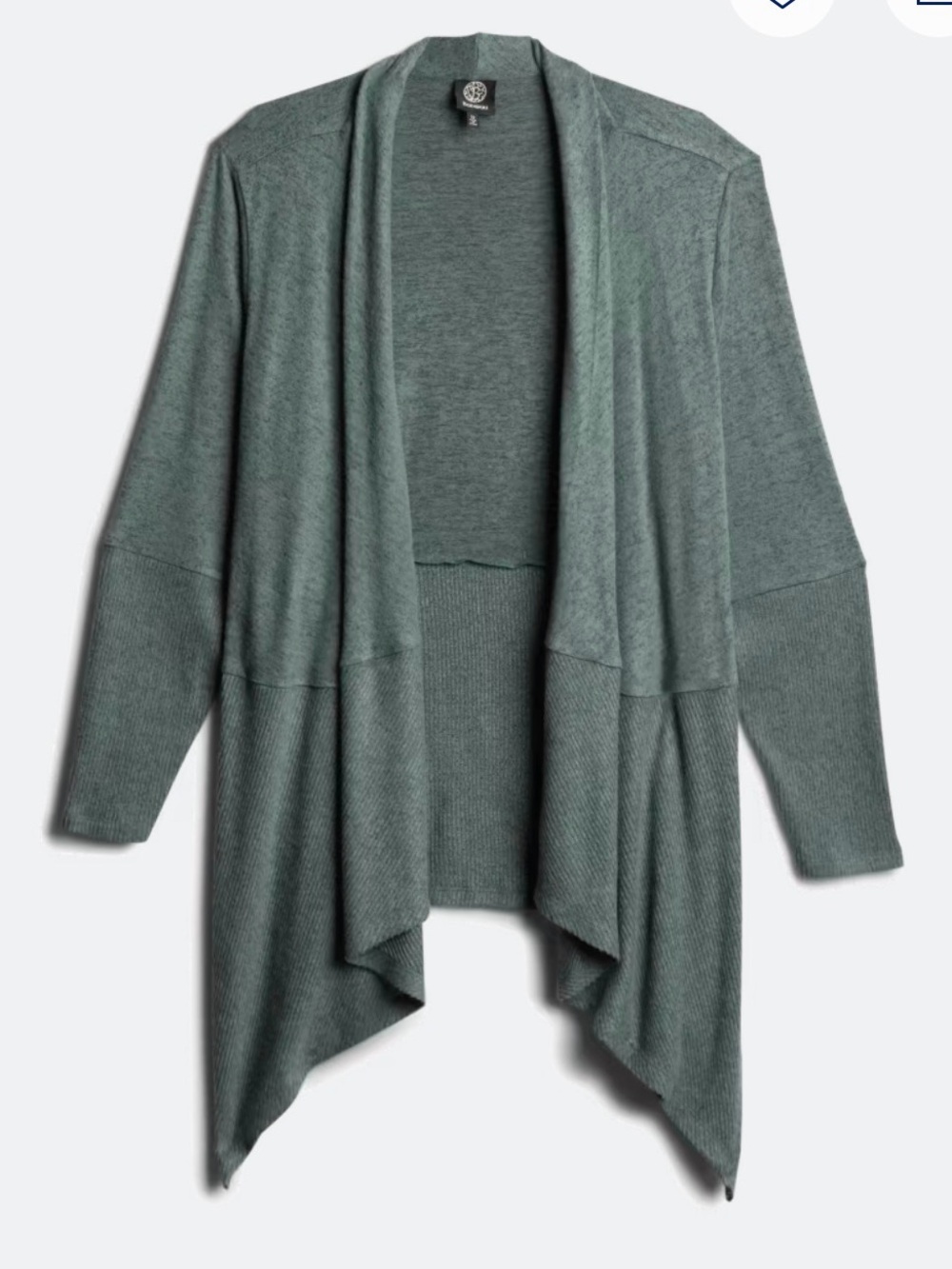 bobeau Draped Open-Front Cardigan in Sage Green
